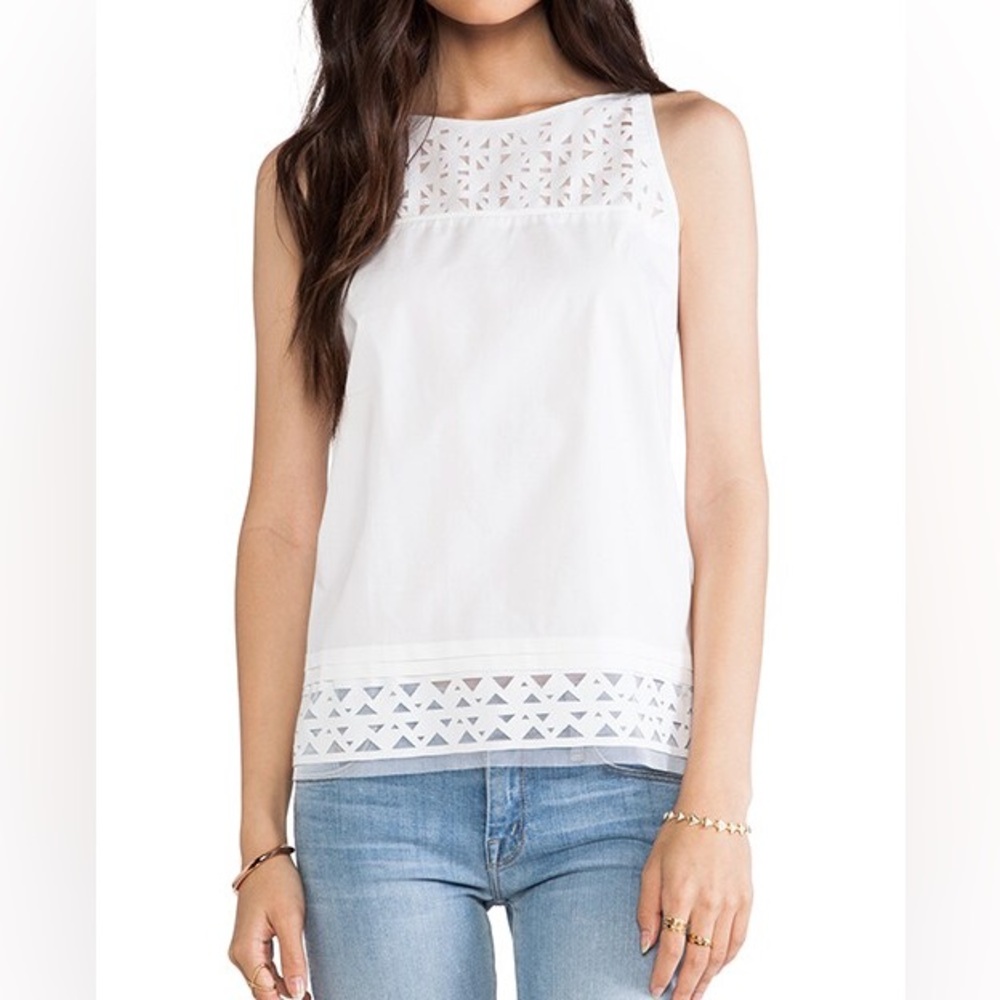 Milly White Laser Cut "Sienna" Geometric Tank Top [Size 0]